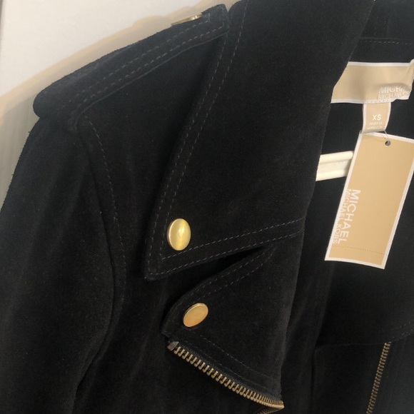 (BNWT) Michael Kors Suede Short Sleeve Moto Jacket - Picture 3 of 8